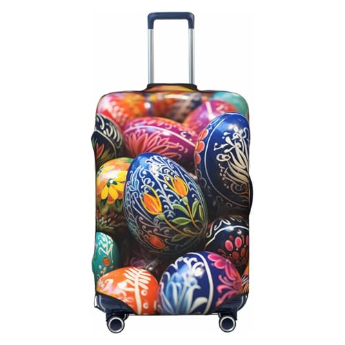 Travel Luggage Cover Colorful Hand Painted Easter Eggs Suitcase Protector Elastic Washable Stretch Suitcase Protector Anti-Scratch Travel Suitcase Cover Fit 18-32 Inch Luggage