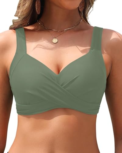 Image of Women Underwire Bikini Tops - Push Up Swim Top Only Bra Padded Bathing Suit Top 2025 Swimsuit Tops