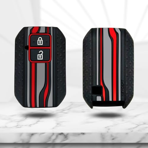 Image of KEYCEPT Tristar Silicone Keycover for Suzuki Swift, Dzire, Ertiga, Brezza, Fronx, Jimny, Ignis, Rumion, Hyryder, E-Vitara, Victoris 2 Button Smart Key with Keychain (Tristar K3).