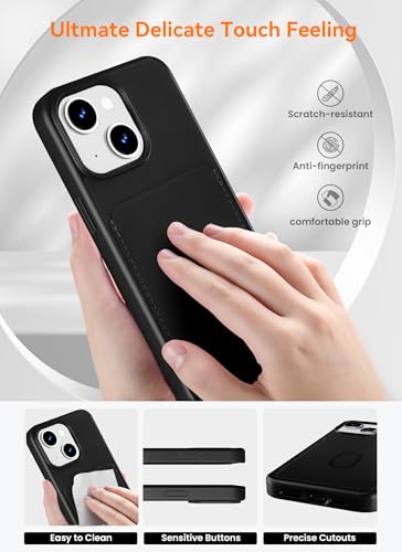 Image of amazon basics Velvet Finish PU Leather Wallet Case for iPhone 13 & iPhone 14 (Black)