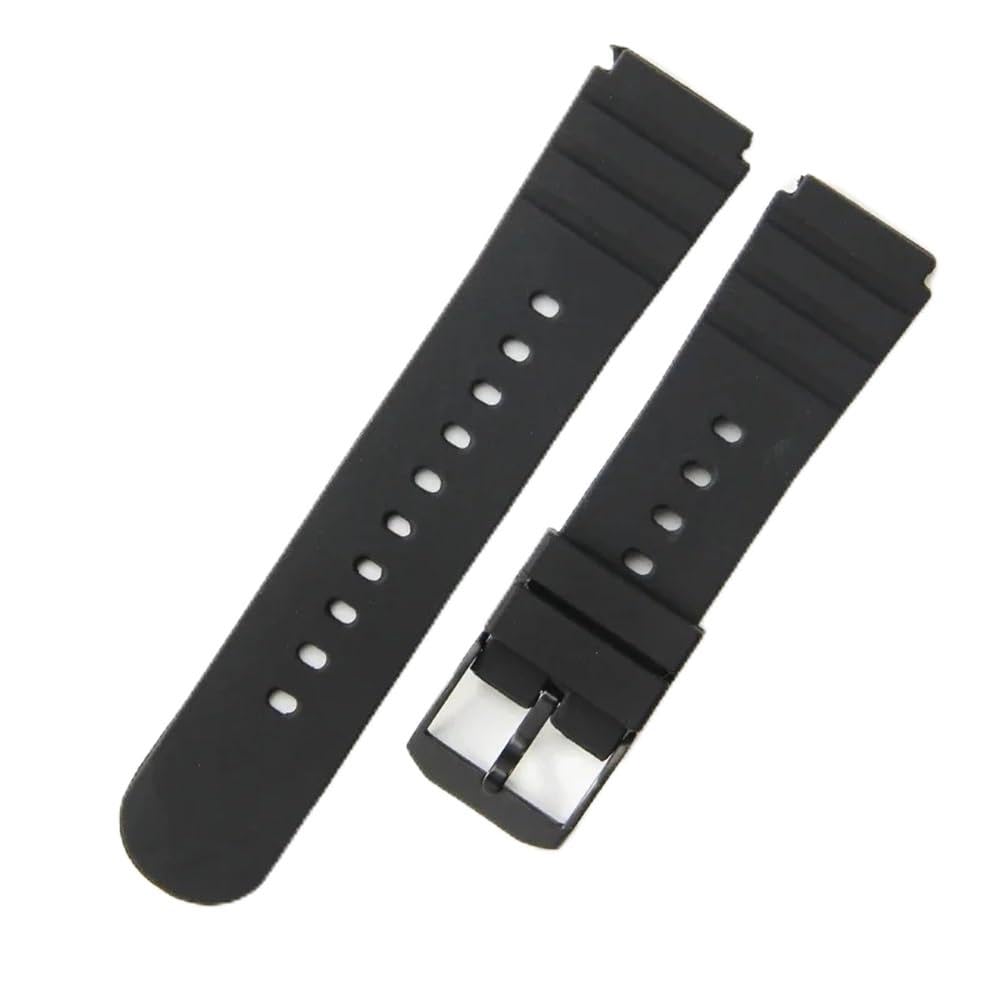 Silikon-Uhrenarmband, Silikon-Uhrenarmbänder, schwarz, wasserdicht, weiches Uhrenarmband, Silikon, Ersatz für den Außenbereich, antiallergisch, 21 mm Schnellverschluss-Ersatzarmband mit