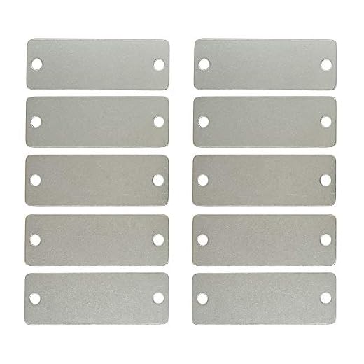 Lot de 25 plaquettes vierges rectangulaires en acier inoxydable avec deux trous