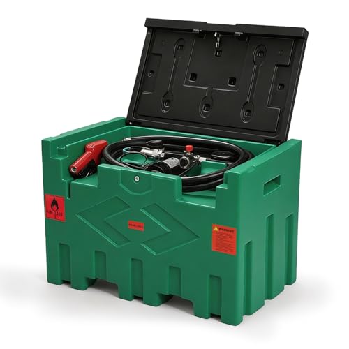 Portable 50 Gallon Fuel Tank with Pump for Diesel,Portable Fuel Tank with 12V Electric Fuel Transfer Pump and 15ft Rubber Hose,11.9 GPM Flow Rate,Diesel Fuel Transfer Tank for Transportation (Green)
