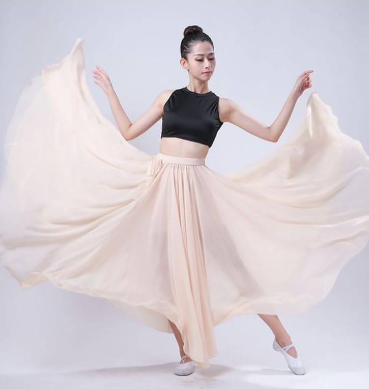 HEARTTOUCH Women's Sheer Lyrical Dance Skirt 720° Ballet Modern Swing Skirts Light Dance Dress for Performance Photography