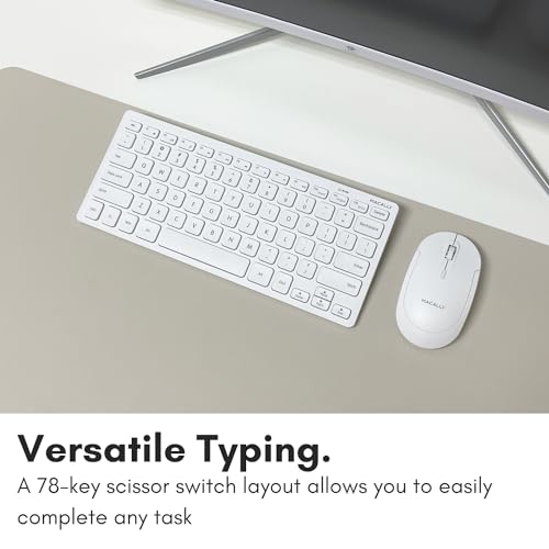 Macally Mini Compact Keyboard - Wireless Keyboards for Desktop PC, Surface, Chromebook, Notebook, Laptop Keyboard, Slim Key Board with 2.4G Wireless USB - Small Keyboard for Travel (White)