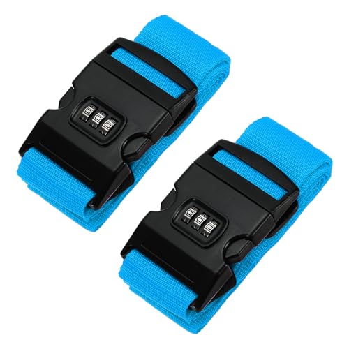 Image of PATIKIL Luggage Straps, 2 Pack Suitcase Straps Adjustable Luggage Belts Strap with Combination Lock for Luggage Suitcases Travel, Light Blue