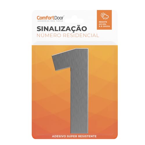 Número Residencial - 1 - Escovado 125mm - Comfort Door