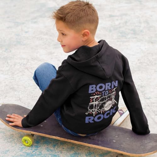 Hard Rock Youth Kids Unisex Born to Rock Zip Fleece Hoodie Black2
