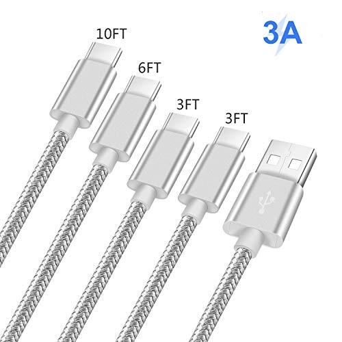 Charger Cord For Samsung A90 A80 A50S A20S A30S A70S Zte Max Xl N9560/Pro/Duo Lte,Grand X4/X3/X Max 2,Gopro Hero 5 6 7/Black/Session/2018,Usb Type C Charging Cable,Fast Charge Phone Wire 3-3-6-10 Ft #TOP8