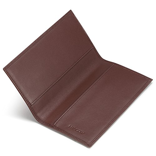 HISCOW Minimalist Leather Checkbook Cover for Men & Women - Italian Calfskin (Brown) - Thumbnail 5