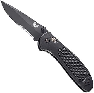 Benchmade - Griptilian 551 Knife with CPM-S30V Steel, Drop-Point Blade, Serrated Edge, Coated Finish, Black Handle