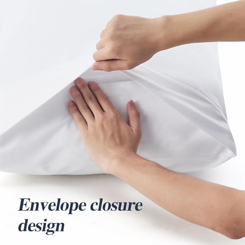 Image of Nuzzle Pillow Cases King Size, 100% Cotton Pillowcases with Envelope Closure, White Pillow Covers 20 x 36 inches, Pillow Protector with 300 Thread Count Soft and Breathable