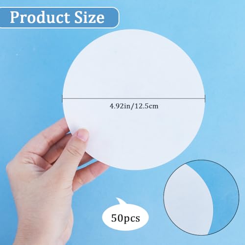 Image of GORGECRAFT 50PCS Synthetic Filter Discs 125mm Diameter Laboratory Quantitative Ashless Filter Paper Circular Medium Speed Wide Mouth Size Funnel Filtering Paper for Buchner Funnel Mushroom Cultivation