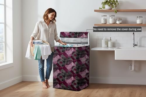 Image of Stylista Top Load Fully Automatic Washing Machine Cover Compatible for IFB 8 kg, 8.5 kg, 9 kg & 9.5 kg, Chekered Pattern Maroon