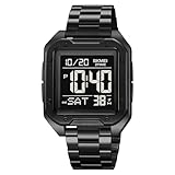 findtime Reloj de pulsera deportivo para hombre, reloj digital para hombre, resistente al agua, con correa de goma suave e indicador de números grandes, acero inoxidable, Pulsera