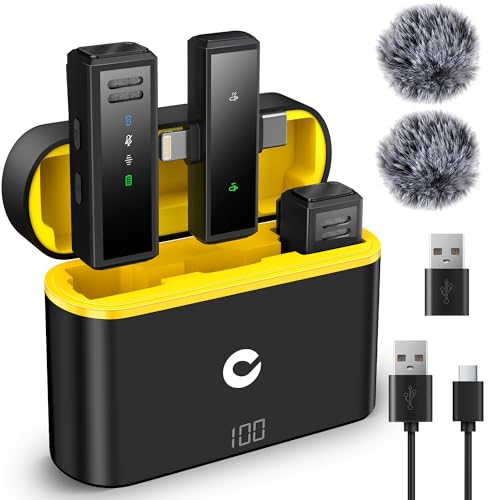 CAHAYA Wireless Lavalier Microphone with Type-C & Lightning Connectors