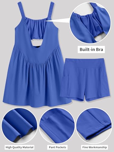 ANRABESS Minivestido feminino sem mangas de verão com sutiã embutido e shorts casuais recortados par