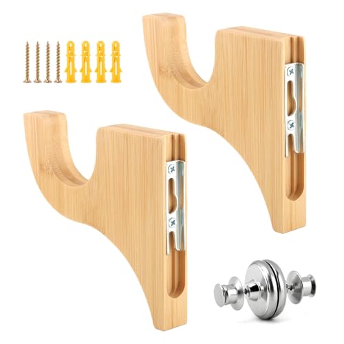 WeiLingBo 2 Pack Wooden Curtain Rod Brackets,Curtain Wood Single Bracket Classics 3 1/2