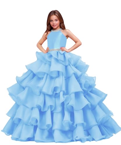 Pageant Dresses for Girls Layered Organza Sweet 16 Quinceanera Flower Girl Dress Beaded Party Ball Gown4