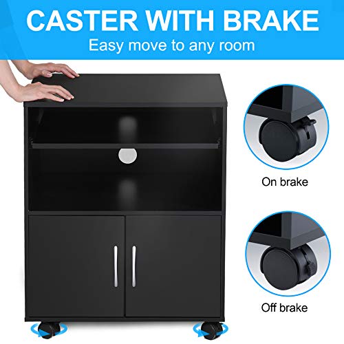 FITUEYES Supporto per Stampante Legno Nero con