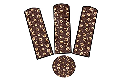 Image of Stylista Waterproof & Dustproof Three Blade Ceiling Fan Cover with attachable Enclosure Set of 5 Fan Covers Frieze Pattern Brown