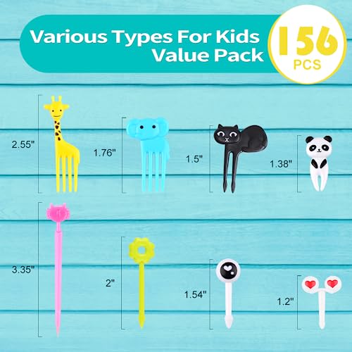 FATLODA 66 Pcs Animal Food Picks for Kids, Mini Bento Picks, Cute Cartoon Animal Fruit Food Toothpicks, Lunch Bento Box Picks Forks, Multicolor
