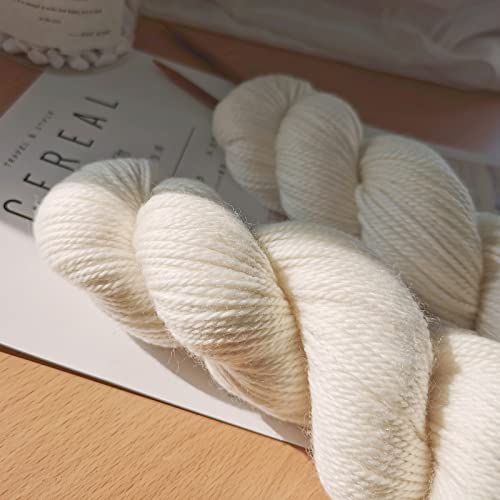 Aoyang Undyed Worsted Weight Pure Superwash Merino Wool Yarn For Hand Dyeing 100 Gram Skein(5 Skeins, Undyed Color) #TOP3