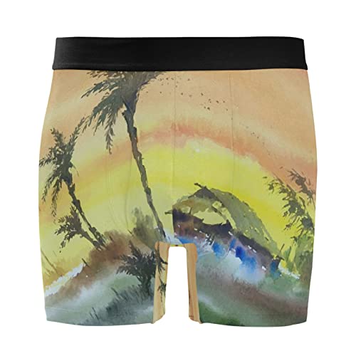 Calzoncillos bóxer para hombre ultrasuaves con diseño artístico de cielo y plantas