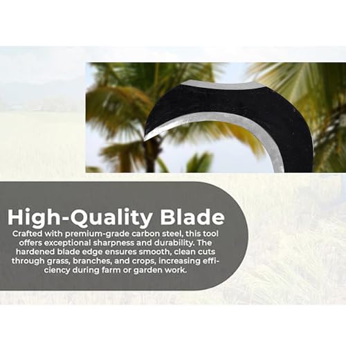 Image of QATHAAL Handmade High Tempered Agricultural Hand Tool with Dual-Side Sharp Cutting Edge | Coconut Plucker | Tree Branch Cutting, Crop Harvesting & Farming Tool & Garden Maintenance