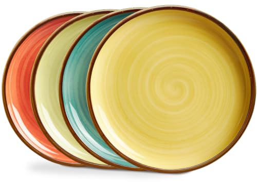 Image of ONEMORE Porcelain Dinner Plates 8.5 inch Dessert Salad Plates Ceramic Plates with Speckle Serving Dishes Set of 4, Microwave, Oven and Dishwasher Safe