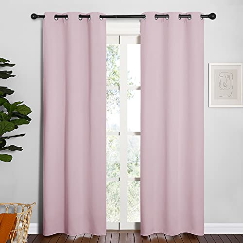 Image of NICETOWN Blackout Draperies Curtains for Girls Room, Nursery Essential Thermal Insulated Grommet Top Blackout Panels (Lavender Pink, 1 Pair, 34 x 84 inches)