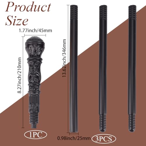 Image of GORGECRAFT Wizard Staff Wand Victorian Cane Prop Halloween Cosplay Vintage Walking Stick 116cm Long Antique Plastic Punk Scepter Costume Prop with Black Round Top Knob Pretend Play Royalty Wand