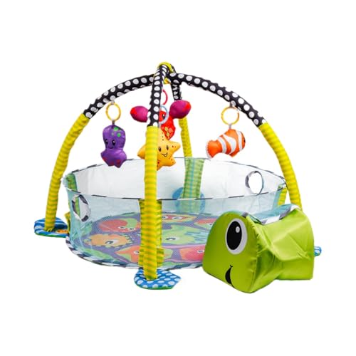 JQQJベビーフィットネスゲームマット ベビージム ベビープレイマット ベビージムマット アクティビティプレイジム デラックスジム ベビー おもちゃ 感覚刺激 早期教育 室内遊具 知育玩具 新生児 出産祝いプレゼント 0〜36ヶ月 (カメ)