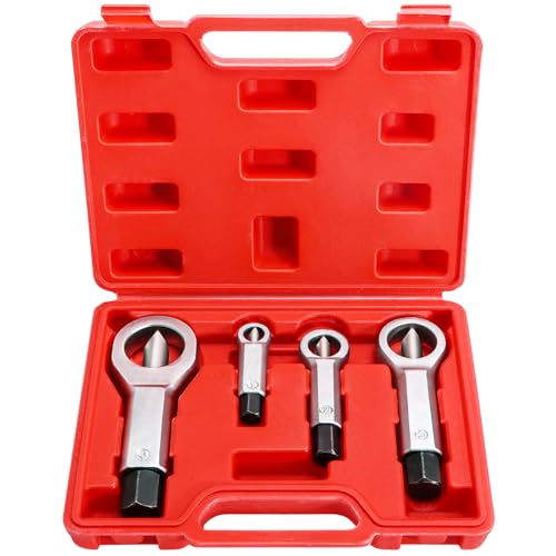 Stolora 4PCS Nut Splitter Set for Removing Corroded Stuck Broken Nuts Manual Pressure Nut Splitter Kit with Compact Tool Caddy for Removing Damaged Nuts 9-27mm