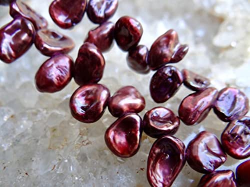 Perles Keshi de culture d'eau douce d'une nuance bordeaux de prestige pour bijoux d'exception