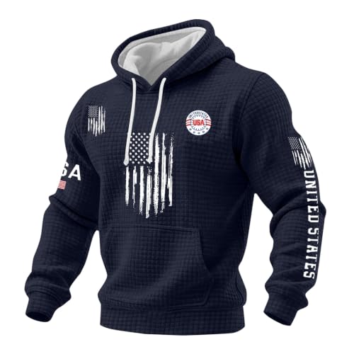 Sudadera con capucha patriótica para hombre en color azul marino talla XXXXL