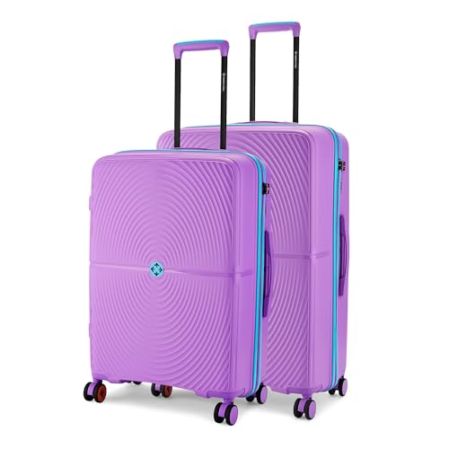 Image of Nasher Miles Bali Hard-Sided Polypropylene Luggage Set of 2 | 65cm & 75cm | 8 Wheels Medium & Large Trolley Bag for Travel | Suitcase (Purple)