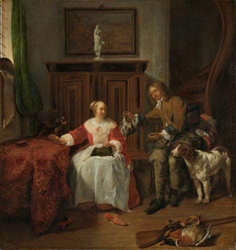 Peinture célèbre Gabriel Metsu : Toile Abstraite Art Mural Salon Chic 60x90cm