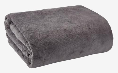 Wuff-Dogsworld Hundedecke mit Portrait Rasse und Namen Bestickt Geschenk Hundebesitzer Welpendecke Decke Hund Welpe Auto Haustier Kuscheldecke 130x170cm waschbar Sofa (grau)