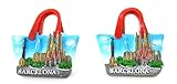 Imán de Nevera de Barcelona, Forma de Bolso, Resina, 6 cm, Recuerdo de Viaje, Pack de 2 Unidades