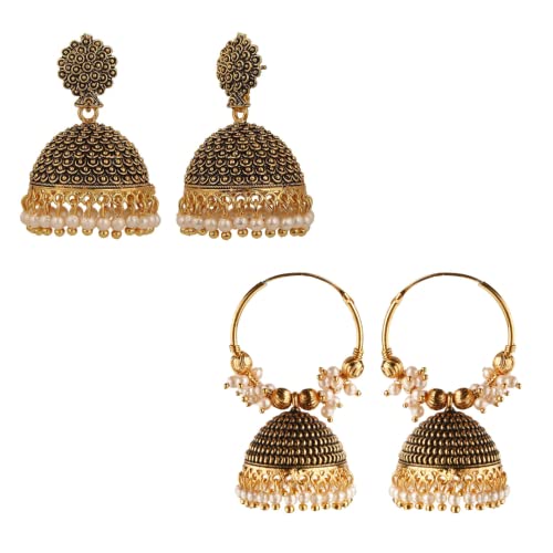 Image of Women's Antique Oxidised Jhumka Earrings