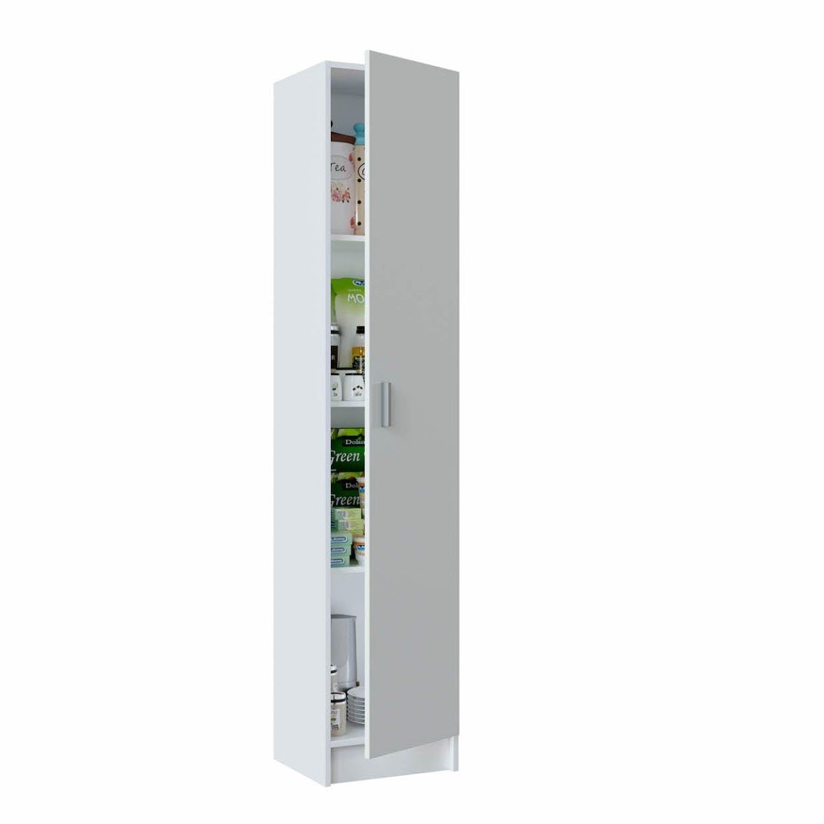 Trentiner Armadio multiuso H: 180 cm L: 37 cm bianco con un'anta, ripiani regolabili e apertura reversibile | Creta