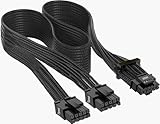 Thsion 600W PCIe 5.0 / Gen 5 12VHPWR PSU Cable for Corsair - Type-4 PSUs via Dual 8-pin PCIe Cable - Fits RM, HX, AX, SF PSU's - 12+4pin Connector with Clips - 16AWG Embossing Process - Black