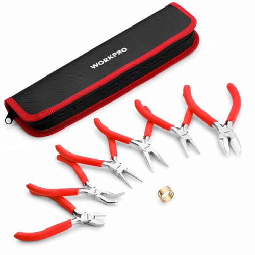 WORKPRO Jewelry Pliers Set, 7-Piece Jewelry Making Tools Kit with Pouch
