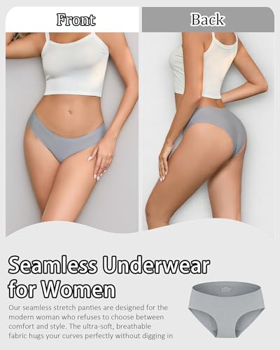 Image of OJCNBV Seamless Underwear for Women No Show Panties Invisibles Briefs Soft Stretch Bikini Underwears 6 Pack