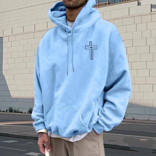 Christian Hoodies for Men | Christian Cross Lion Oversized Hooded Sweatshirt - Pullover Top Fashion Clothes2