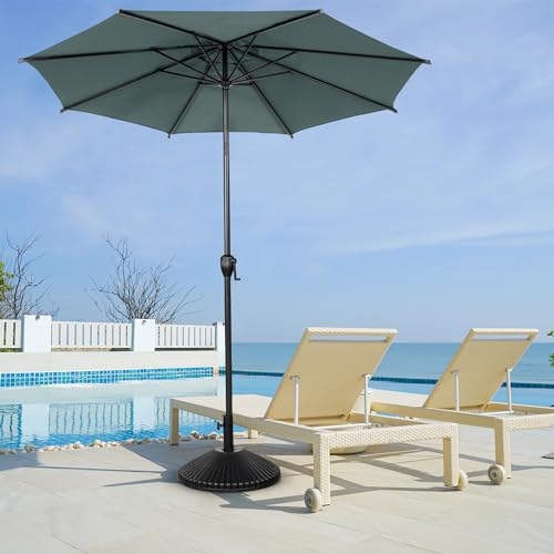 Image of Abba Patio 11FT Lyon Outdoor Patio Umbrella Outdoor Table Umbrella with Push Button Tilt and Crank Market Umbrella 8 Sturdy Ribs UV Protection Waterproof for Garden Deck Backyard Pool Grey