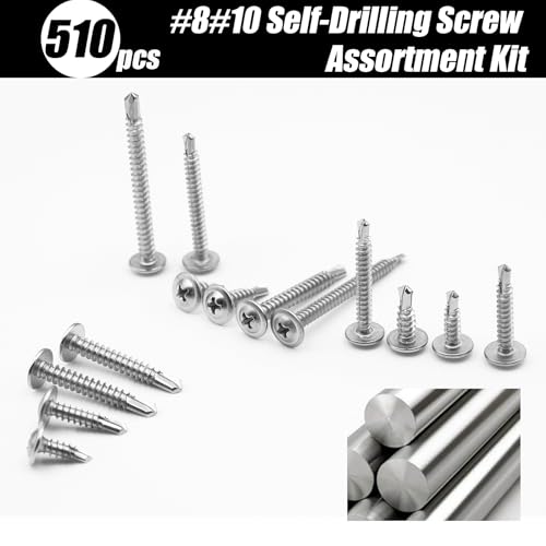 510PCS Tornillos autorroscantes para metal acero inoxidable miniatura 5