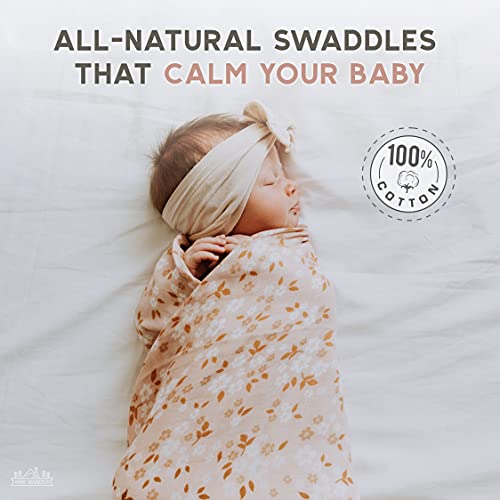 Image of Mini Wander Swaddles for Newborns Muslin Swaddle Blankets - Breathable Soft Receiving Blanket Baby Essentials | 47 x 47 Cotton - Whimsy Floral (Multi-Peach)