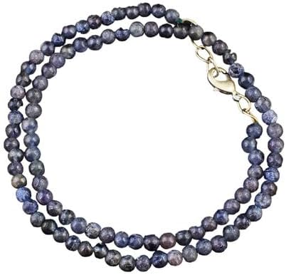 111 Cts Natural Single Strand Iolite Round Shape Beads Womens Necklace CHIK_NECKLACE-45861